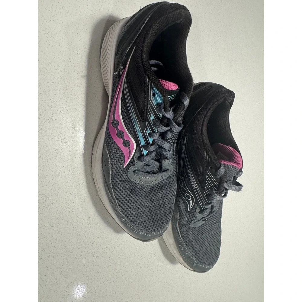 Saucony Cohesion Womens Running‎ Shoes Grey Black Pink Athletic Sneakers